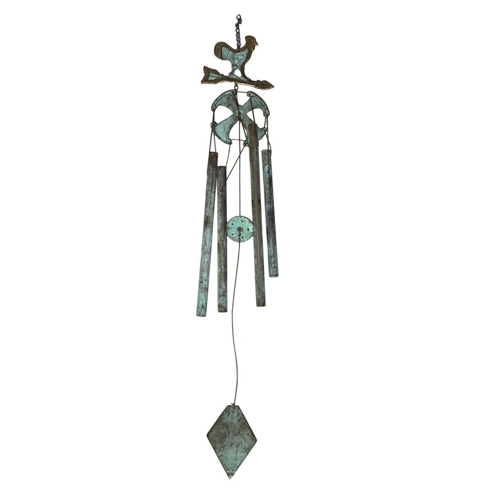 Rooster Arrow Wind Chime Brass 24" Vintage Ornament Decoration